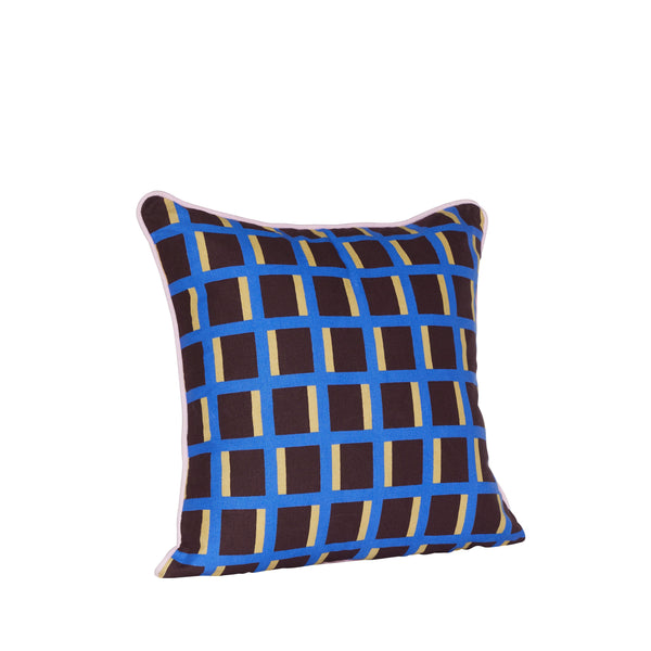 Bad&Design Hübsch - Agenda Cushion pude - Flerfarvet/Brun/Blå