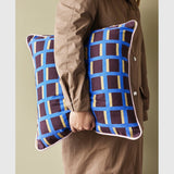 Bad&Design Hübsch - Agenda Cushion pude - Flerfarvet/Brun/Blå