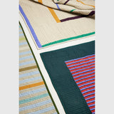 Bad&Design Hübsch Twist Sengetæppe Block 260×260 - mørkegrøn/ Flerfarvet