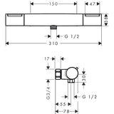 Hansgrohe Brusearmatur Hansgrohe Ecostat Element Brusetermostat uden rosetter og forskruninger – krom