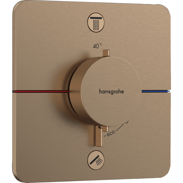 hansgrohe Hansgrohe ShowerSelect Comfort Q Termostatarmatur til indbygning med afspærring til 2 udtag – børstet bronze PVD