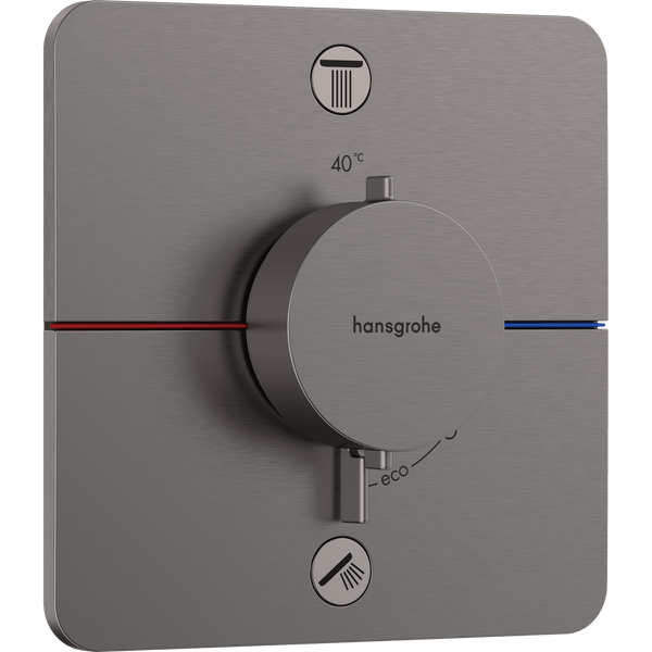 hansgrohe Hansgrohe ShowerSelect Comfort Q Termostatarmatur til indbygning med afspærring til 2 udtag – børstet sort krom PVD