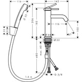 hansgrohe Håndvaskarmatur Hansgrohe Tecturis S 1-grebs håndvaskarmatur 110 med bidettebruser og 160cm bruserslange – mat sort