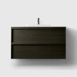 HAVEN Badeværelsesmøbler HAVEN H2/100 - Dark Wood med bordplade i hvid solid surface