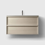 HAVEN Badeværelsesmøbler HAVEN H2/100 - Light Ash Wood med bordplade i hvid solid surface