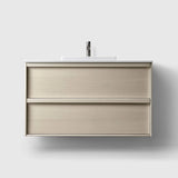 HAVEN Badeværelsesmøbler HAVEN H2/100 - Light Ash Wood med bordplade i hvid solid surface