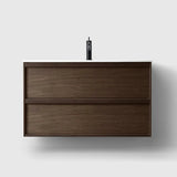 HAVEN Badeværelsesmøbler HAVEN H2/100 - Smoked Oak Wood med bordplade i hvid solid surface