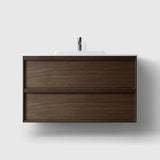 HAVEN Badeværelsesmøbler HAVEN H2/100 - Smoked Oak Wood med bordplade i hvid solid surface