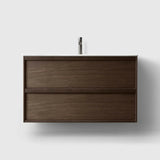 HAVEN Badeværelsesmøbler HAVEN H2/100 - Smoked Oak Wood med bordplade i porcelæn