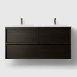 HAVEN Badeværelsesmøbler HAVEN H2/120 - Dark Wood med bordplade i hvid solid surface