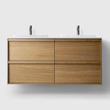 HAVEN Badeværelsesmøbler HAVEN H2/120 - Oak Wood med bordplade i hvid solid surface