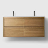 HAVEN Badeværelsesmøbler HAVEN H2/120 - Oak Wood med bordplade i hvid solid surface