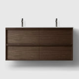 HAVEN Badeværelsesmøbler HAVEN H2/120 - Smoked Oak Wood med bordplade i hvid solid surface