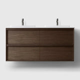 HAVEN Badeværelsesmøbler HAVEN H2/120 - Smoked Oak Wood med bordplade i hvid solid surface