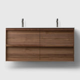 HAVEN Badeværelsesmøbler HAVEN H2/120 - Walnut Wood med bordplade i hvid solid surface