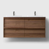 HAVEN Badeværelsesmøbler HAVEN H2/120 - Walnut Wood med bordplade i hvid solid surface