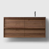 HAVEN Badeværelsesmøbler HAVEN H2/120 - Walnut Wood med bordplade i porcelæn