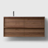 HAVEN Badeværelsesmøbler HAVEN H2/120 - Walnut Wood med bordplade i porcelæn