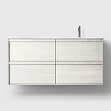 HAVEN Badeværelsesmøbler HAVEN H2/120 - White Wood med vask til højre/venstre i porcelæn