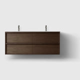 HAVEN Badeværelsesmøbler HAVEN H2/140 - Smoked Oak Wood med bordplade i hvid solid surface