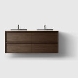 HAVEN Badeværelsesmøbler HAVEN H2/140 - Smoked Oak Wood med stenbordplade