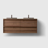 HAVEN Badeværelsesmøbler HAVEN H2/140 - Walnut Wood med stenbordplade