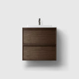 HAVEN Badeværelsesmøbler HAVEN H2/60 - Smoked Oak Wood med bordplade i hvid solid surface