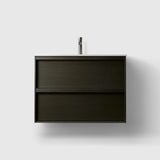 HAVEN Badeværelsesmøbler HAVEN H2/80 - Dark Wood med bordplade i hvid solid surface