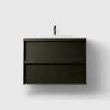 HAVEN Badeværelsesmøbler HAVEN H2/80 - Dark Wood med bordplade i hvid solid surface