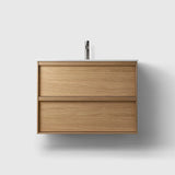 HAVEN Badeværelsesmøbler HAVEN H2/80 - Oak Wood med bordplade i hvid solid surface