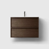 HAVEN Badeværelsesmøbler HAVEN H2/80 - Smoked Oak Wood med bordplade i porcelæn