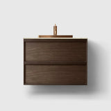 HAVEN Badeværelsesmøbler HAVEN H2/80 - Smoked Oak Wood med stenbordplade