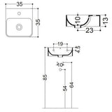 Lavabo Håndvaske Lavabo Axa normal 1020 porcelænsvask - 35x35cm - hvid