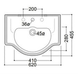 Lavabo Håndvaske Lavabo Retro porcelænsvask - 62x45cm - hvid