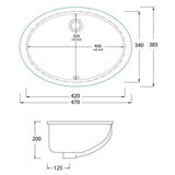 Lavabo Håndvaske Lavabo TEA porcelænsvask til underlimning - 47x38cm - hvid