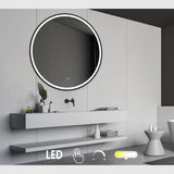 Nordic bad Nordic Bad Janni-2 rundt spejl med sort ramme og front belysning - Ø80