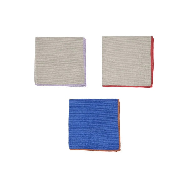 OYOY Living Tekstiler OYOY Living Mundus Microfiber Dish Cloth - 30x30cm (3 stk.) - clay / optic / blue