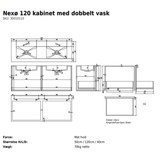Copenhagen Bath Badeværelsesmøbler Copenhagen Bath Nexø 120 kabinet med dobbelt vask - mat hvid