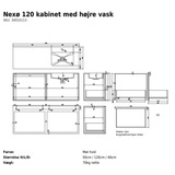 Copenhagen Bath Badeværelsesmøbler Copenhagen Bath Nexø 120 kabinet med højre vask - mat hvid
