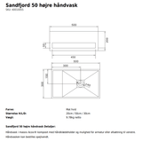Copenhagen Bath Håndvaske Copenhagen Bath Sandfjord 50 håndvask, højre