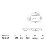 Corian Håndvaske Corian bordplade med vask - Curva FCU-52 - dybde 48,5cm
