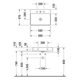 Duravit Håndvaske Duravit DuraSquare håndvask - uden hanehul og overløb - 60x47cm