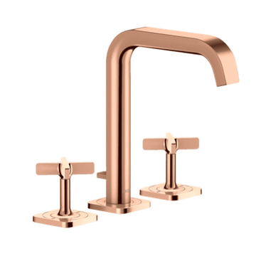AXOR Axor Citterio E 3-huls håndvaskarmatur med løft-op bundventil - poleret rødguld