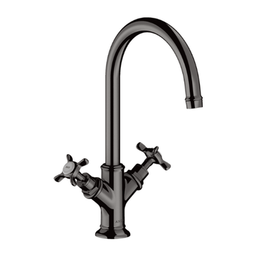 AXOR Axor Montreux 2-grebs håndvaskarmatur med siventil - poleret sort krom