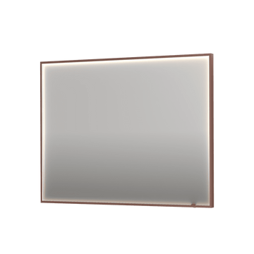 Bad&Design Spejle SP19 rektangulært spejl i ramme med direkte LED-belysning i børstet kobber - 120x4x80