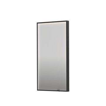 Bad&Design Spejle SP19 rektangulært spejl i ramme med direkte LED-belysning i børstet metal sort - 40x4x80