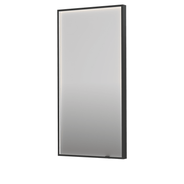 Bad&Design Spejle SP19 rektangulært spejl i ramme med direkte LED-belysning i matsort - 50x4x100