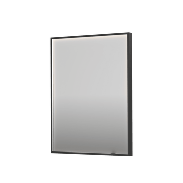 Bad&Design Spejle SP19 rektangulært spejl i ramme med direkte LED-belysning i matsort - 70x4x80