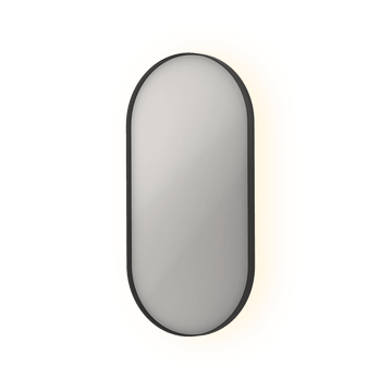 Bad&Design Spejle SP21 ovalt spejl i ramme med indirekte LED-belysning - 40x4x80 - mat sort