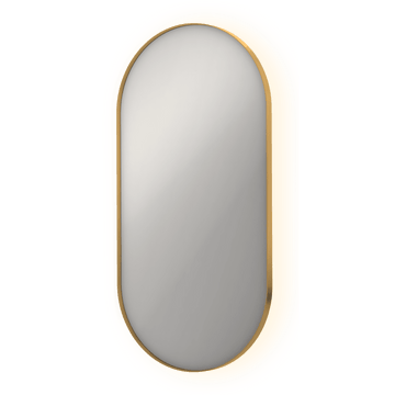 Bad&Design Spejle SP21 ovalt spejl i ramme med indirekte LED-belysning - 60x120 - børstet mat guld